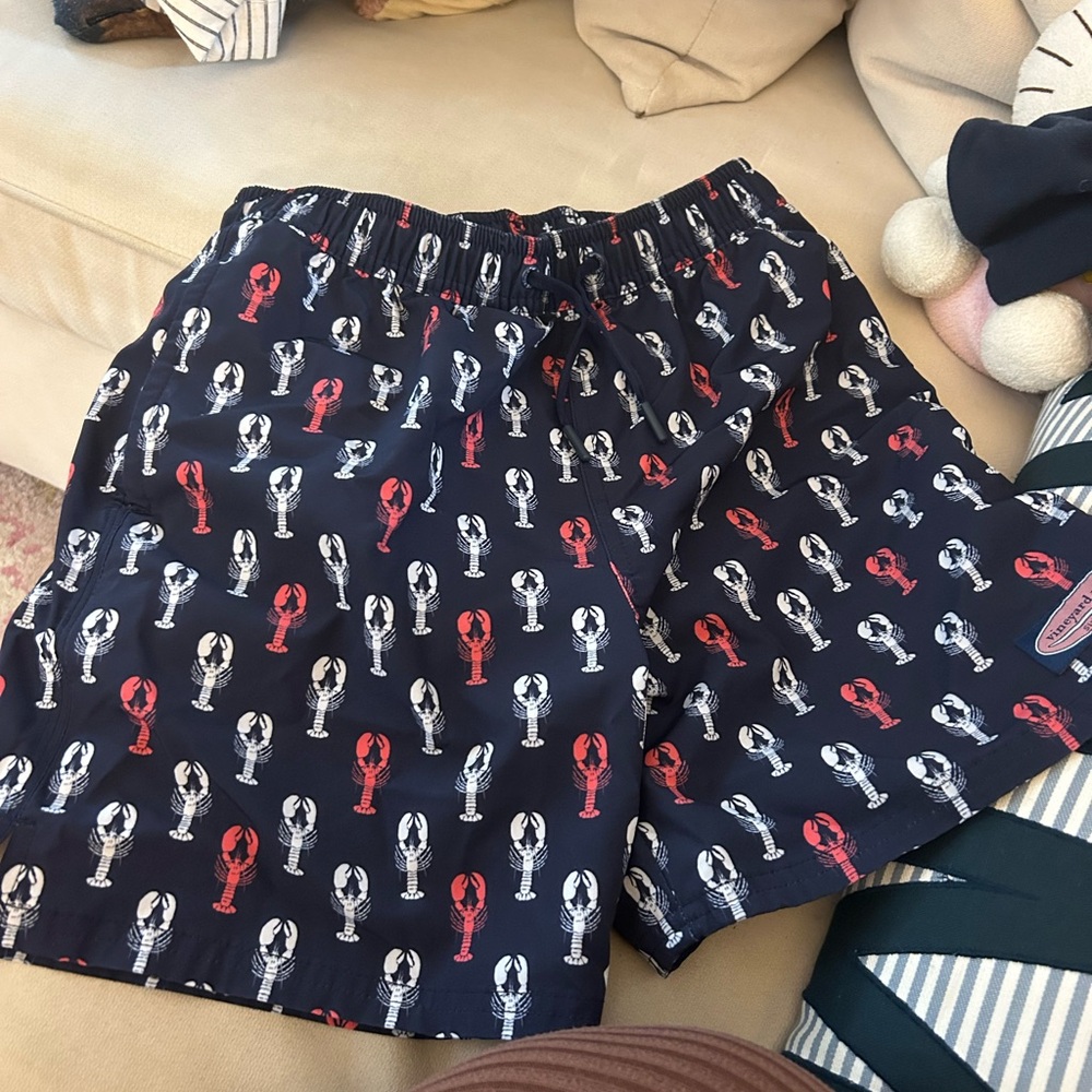 Vineyard Vines Navy Shorts with Lobster Pattern